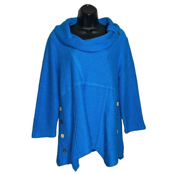 Ali Miles Sweater Womens S Cowl Neck Art to Wear Oversized Boho Artsy Buttons - Picture 1 of 10